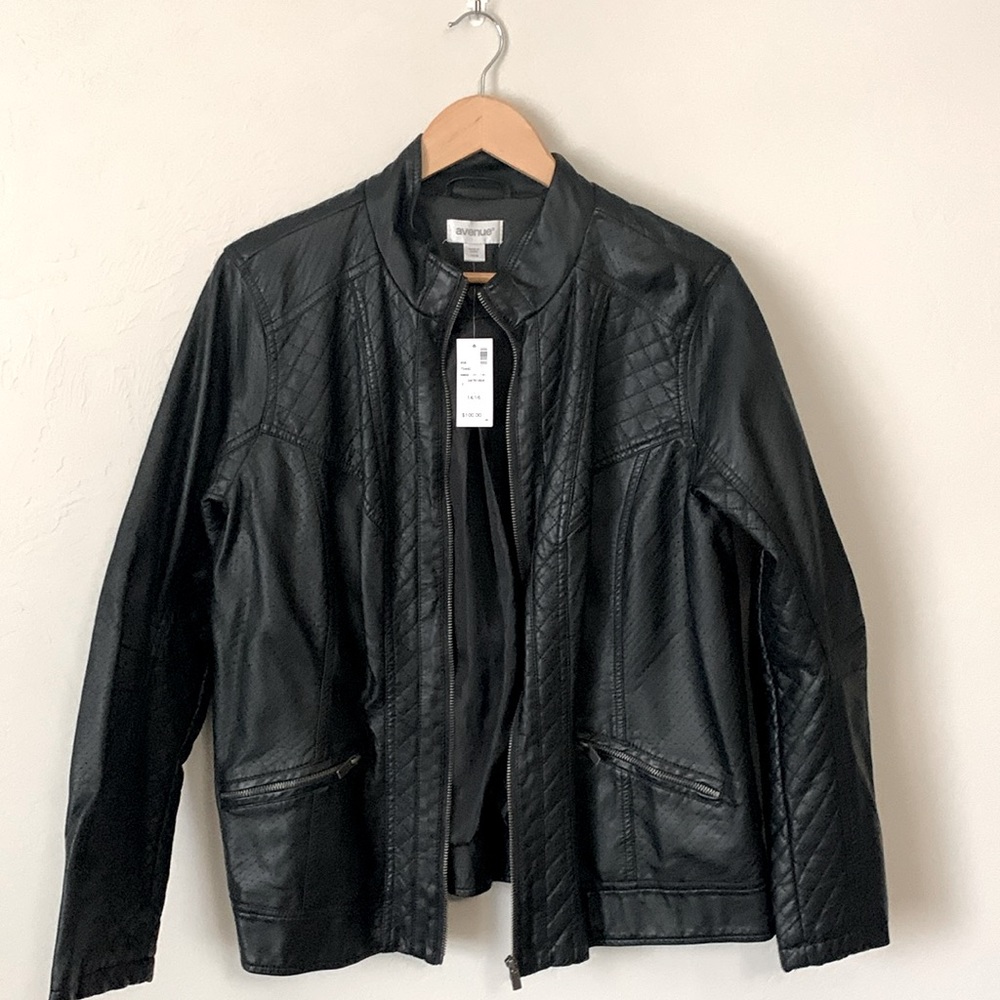Avenue vegan leather jacket, 14/16 new with tags